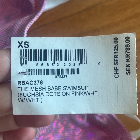 NEVER WORN; American Apparel One Piece/Bathingsuit; White/Pink; XS ;Tag still on - Picture 6 of 6